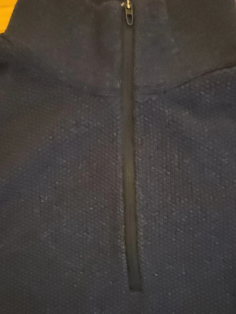 Lululemon Men Textured Knit Half Zip Sweater Navy Blue Medium 21" P2P - Picture 5 of 6
